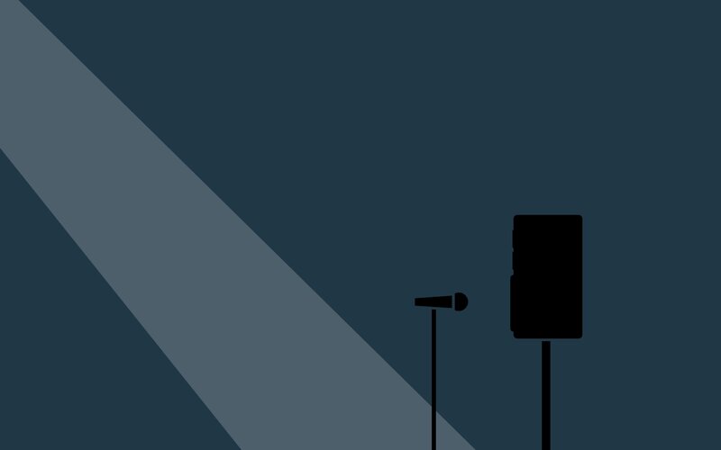 silhouette of microphone and speaker
