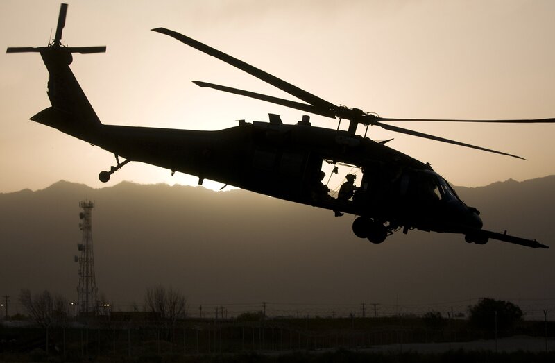 Silhouette of military helicopter