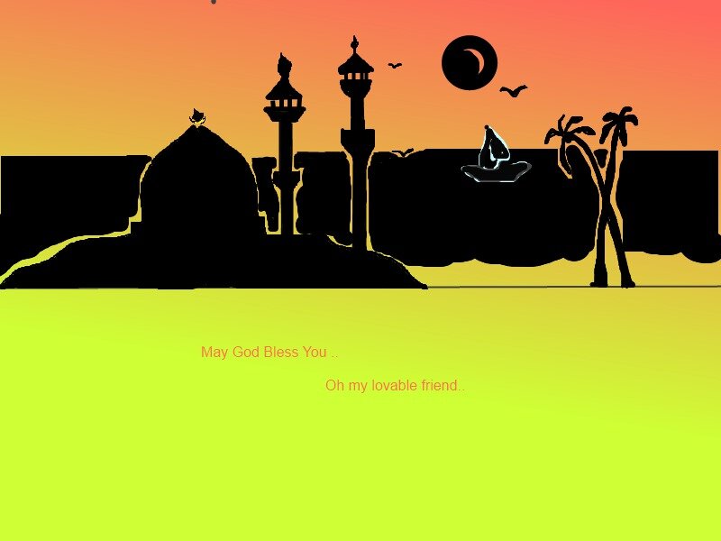 Silhouette of Mosque and Palm Trees