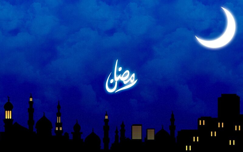 Silhouette of Mosque City — Blue