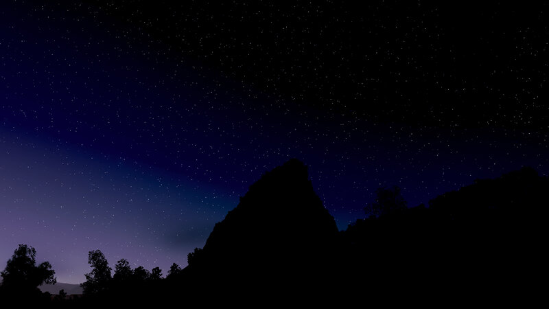 Silhouette of Mountain and Trees