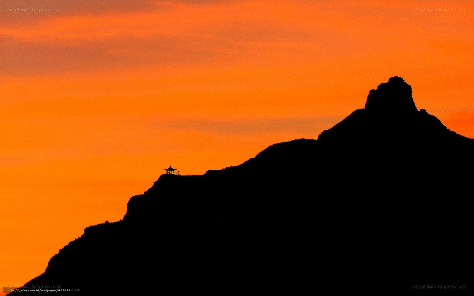 Silhouette of mountain at sunset