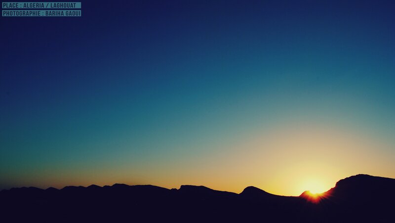 Silhouette of Mountains — Blue, Serene, Sunset, Photograph