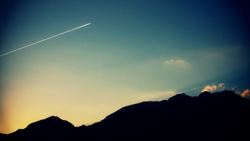 Silhouette of Mountains — Blue, Serene, Sunset
