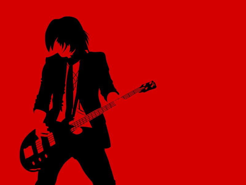Silhouette of Musician — Red, Dramatic, Vector Art