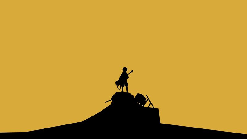 Silhouette of Musician — Yellow, Dramatic, Sunset