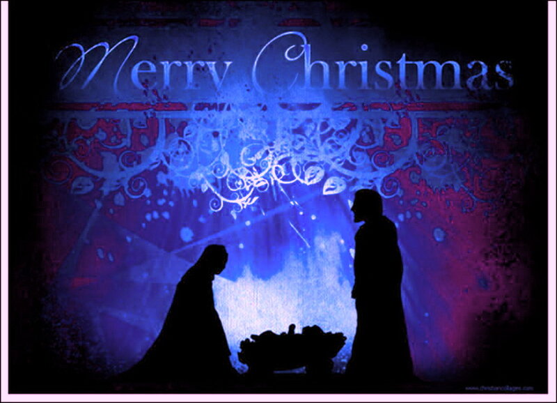 Silhouette of Nativity Scene — Blue
