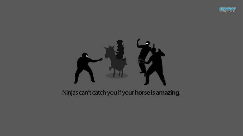 Silhouette of Ninjas and Horse