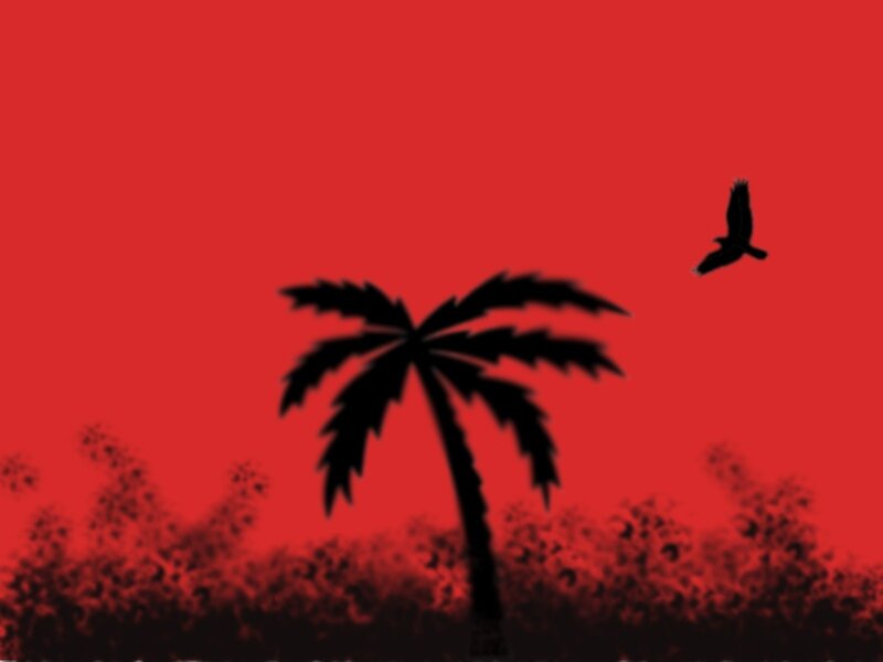 Silhouette of Palm Tree — Red, Dramatic