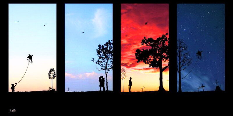Silhouette of People and Trees