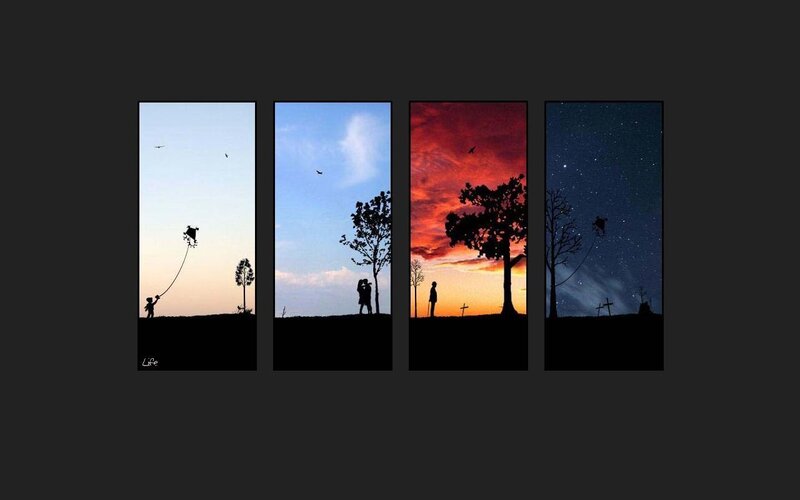 Silhouette of People Flying Kites