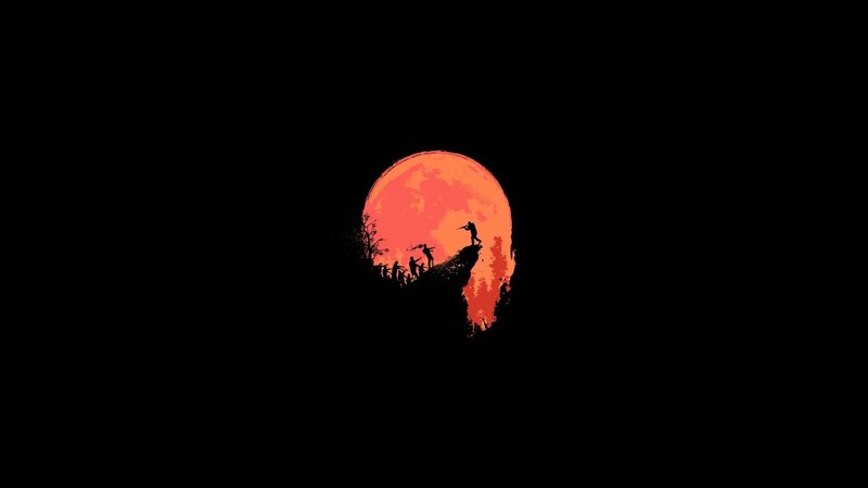 Silhouette of People on Cliff — Black