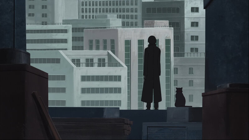Silhouette of Person and Cat — Gray, Somber