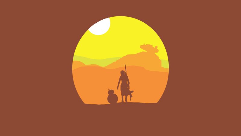 Silhouette of Person and Droid