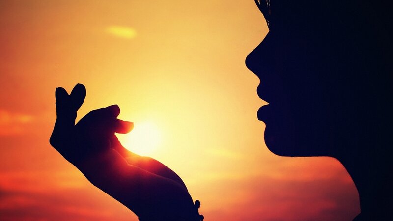 Silhouette of Person and Hand — Orange, Dramatic
