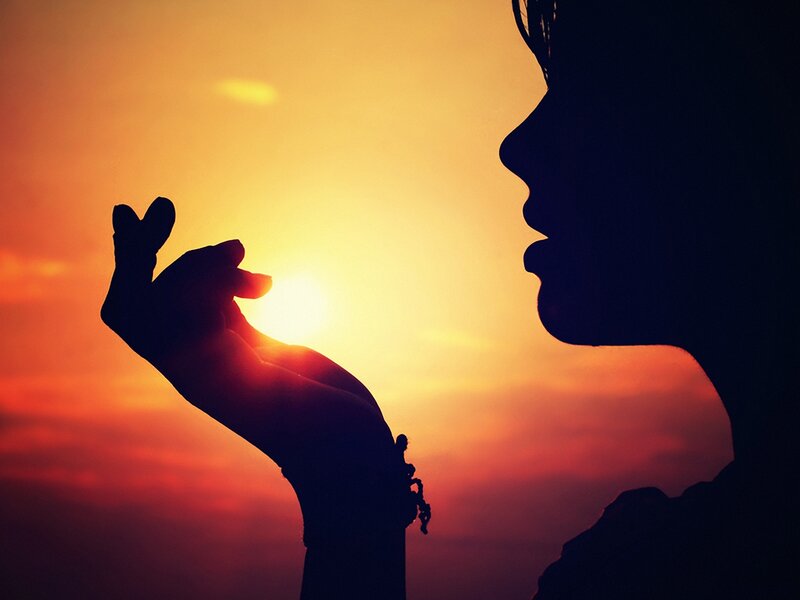 Silhouette of Person and Hand