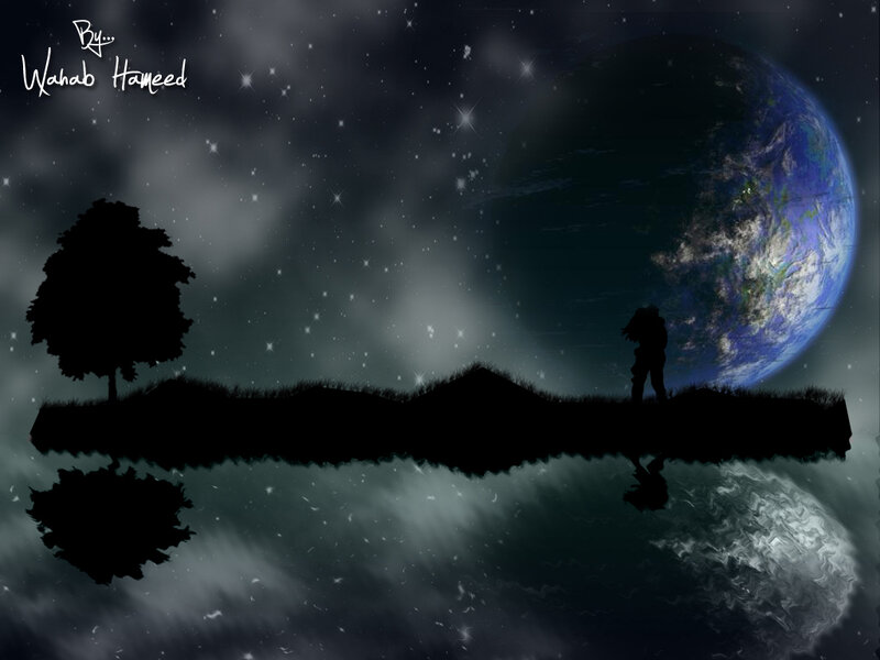 Silhouette of Person and Tree — Black