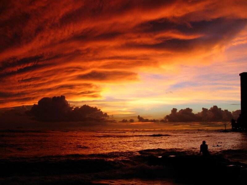Silhouette of Person at Beach — Orange, Dramatic