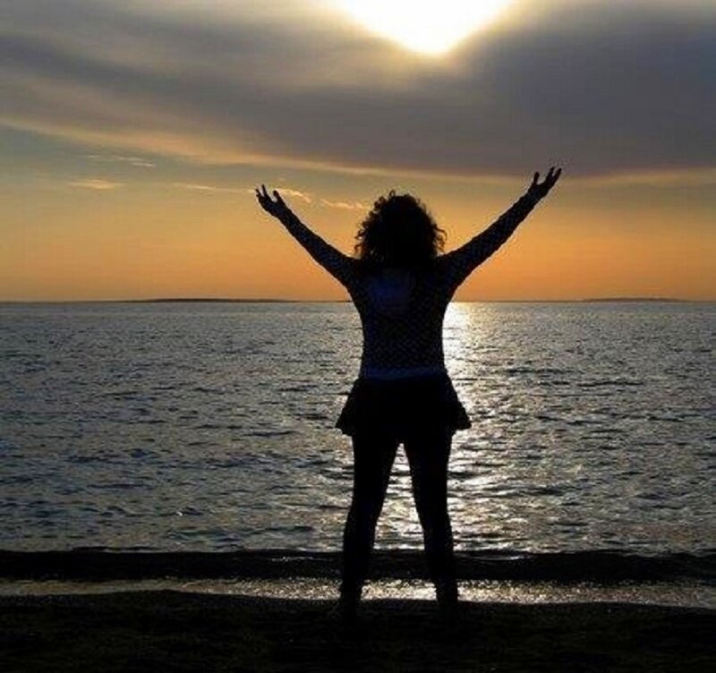 Silhouette of Person at Beach — Orange, Serene, Sunset