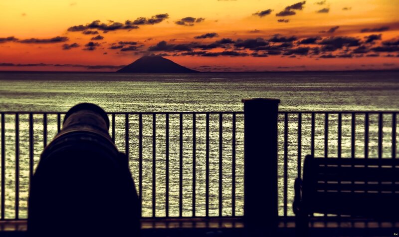 Silhouette of Person at Railing
