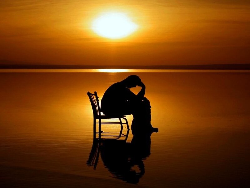 Silhouette of person at sunset