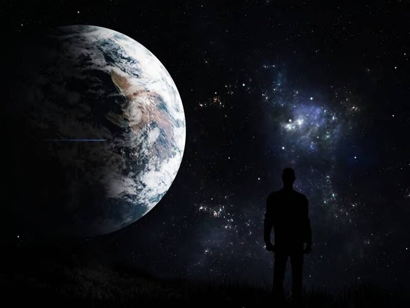 Silhouette of Person — Black, Dramatic, Night, Digital Art, Earth