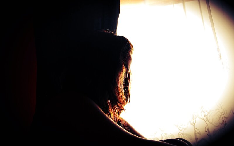 Silhouette of Person — Black, Dramatic, Sunset, Photograph, Window