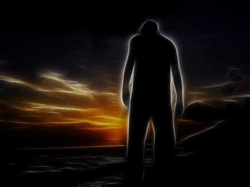 Silhouette of Person — Black, Dramatic, Sunset