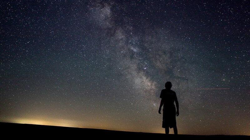 Silhouette of Person — Black, Serene, Night, Photograph