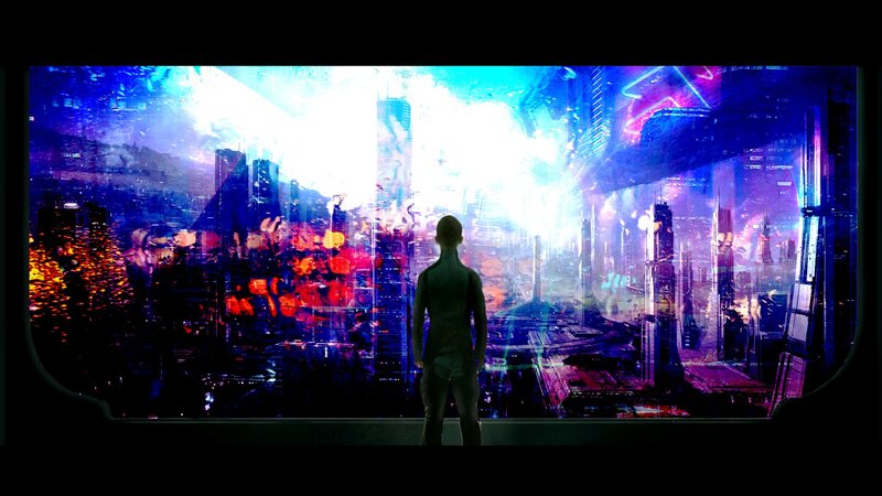 Silhouette of Person — Blue, Dramatic, Night, Digital Art, Cityscape