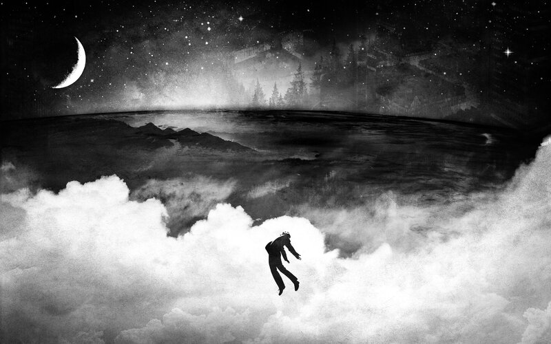 Silhouette of Person Falling — Black