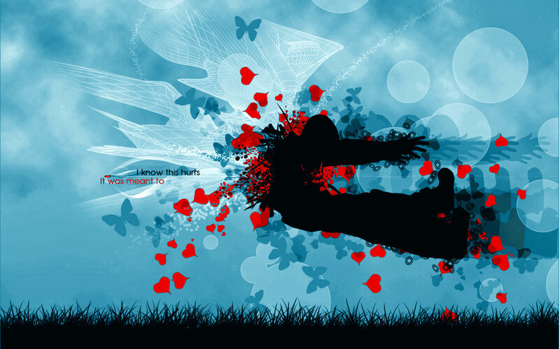 Silhouette of Person Falling — Blue