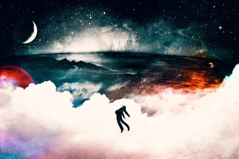 Silhouette of Person Falling — White