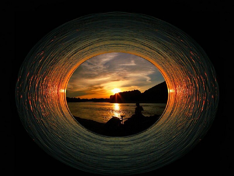 Silhouette of Person Fishing — Orange