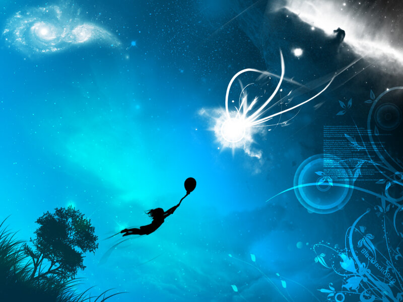 Silhouette of Person Floating — Blue