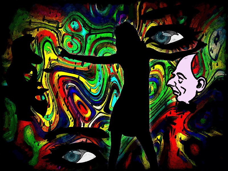Silhouette of Person — Green, Psychedelic