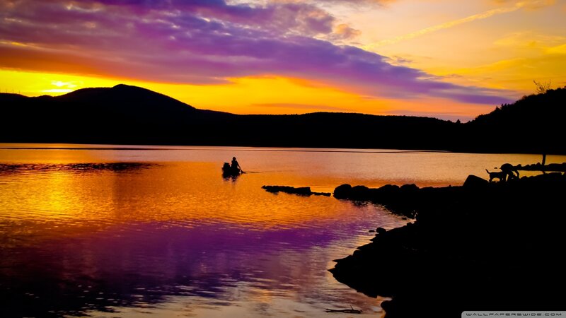 Silhouette of Person in Boat — Purple