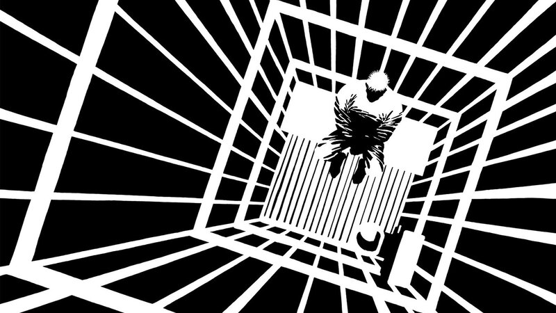 Silhouette of Person in Cage — Black, Dramatic, Illustration, Bars