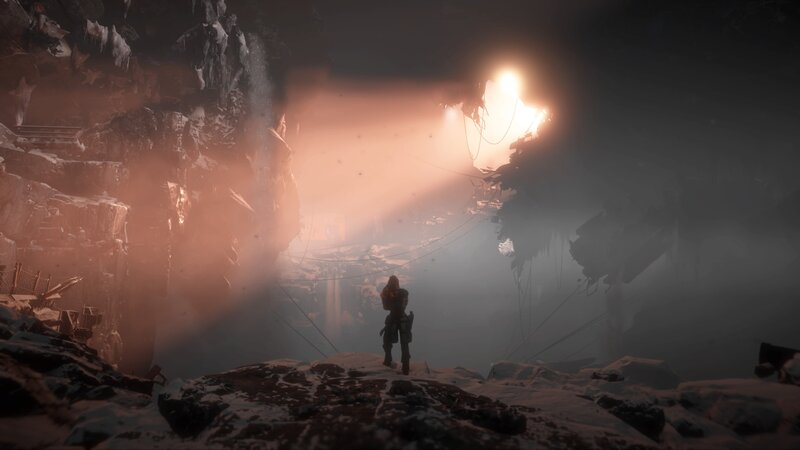 Silhouette of Person in Cave — Orange, Dramatic