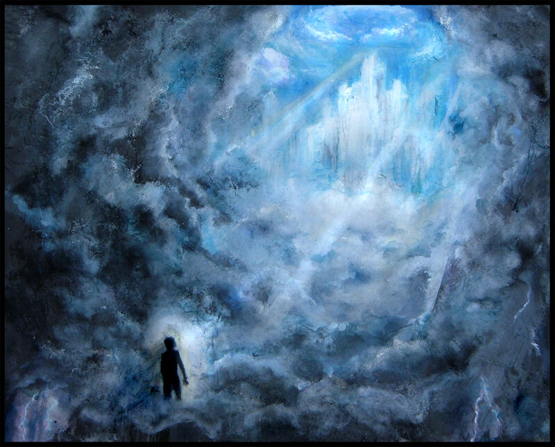 Silhouette of Person in Clouds
