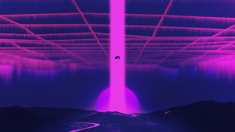 Silhouette of Person in Desert — Purple