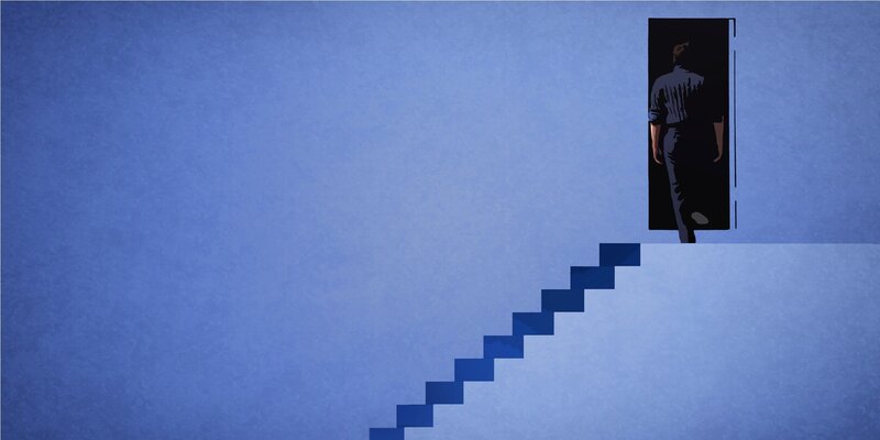 Silhouette of Person in Doorway — Blue