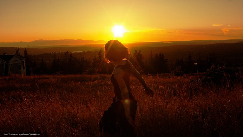 Silhouette of Person in Field — Orange, Dramatic