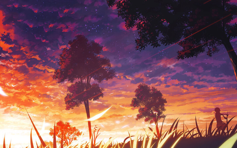 Silhouette of Person in Field — Purple