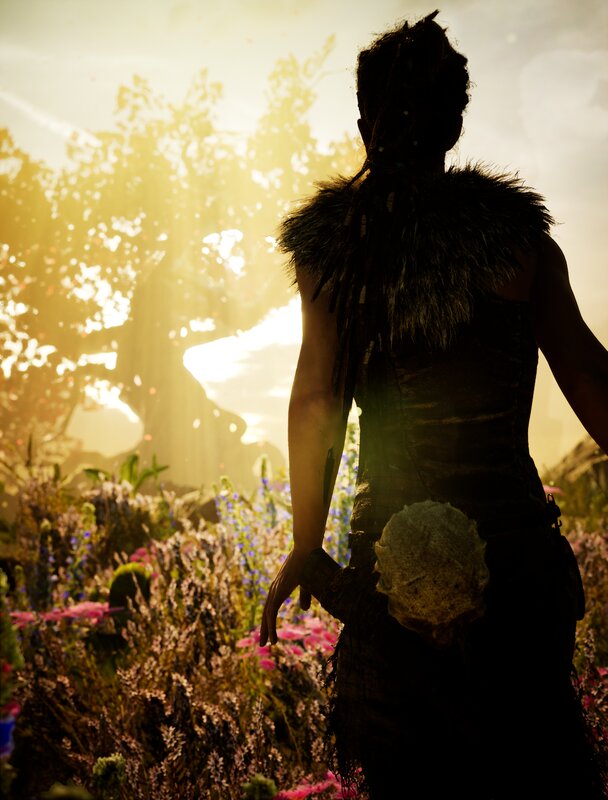Silhouette of Person in Field — Yellow, Serene