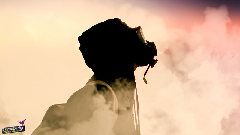Silhouette of Person in Gas Mask — Pink