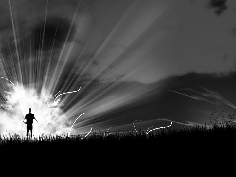 silhouette of person in light