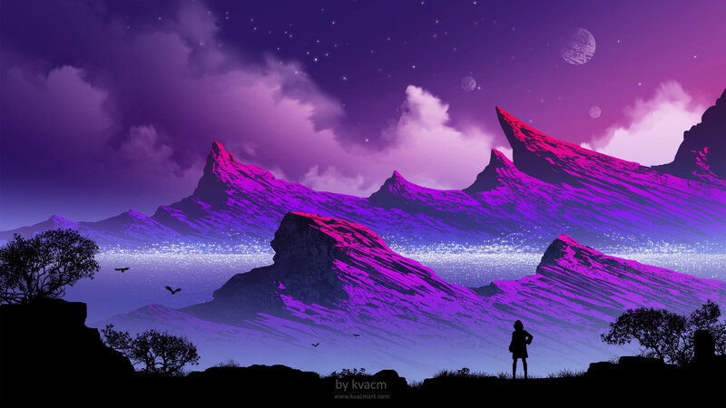 Silhouette of Person in Mountains