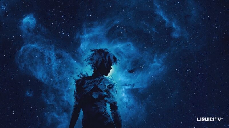 Silhouette of Person in Nebula — Blue, Dramatic