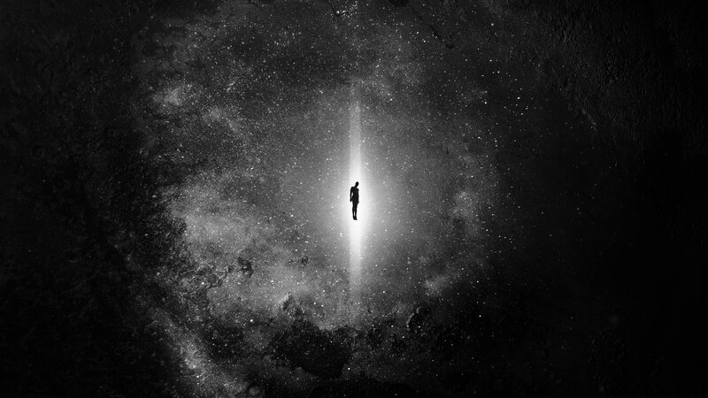 Silhouette of Person in Space — Black, Dramatic